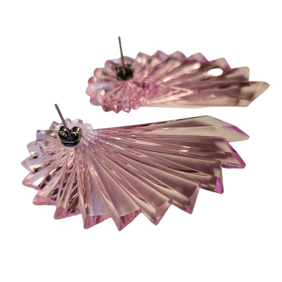 Lily Frank Pink Lucite Earrings Pierced with Posts Gift Box New - READ - Picture 3 of 7